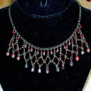 ❤️ Burgundy Rhinestones Necklace
